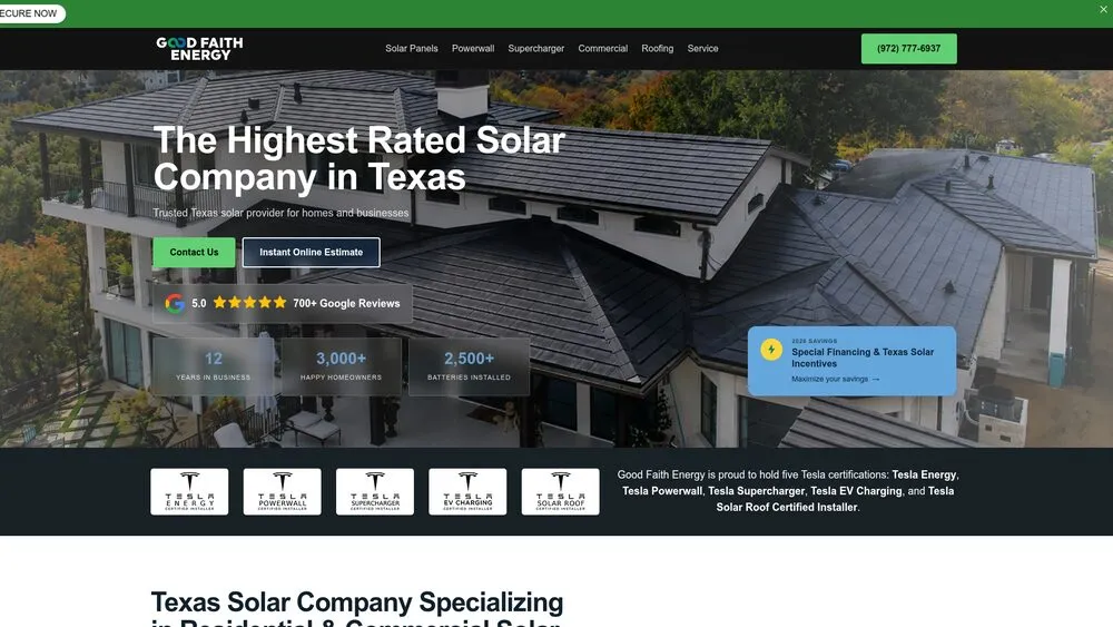 Good Faith Energy website homepage